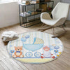 Round Blue Bear Lamb Nursery Room Rug, Cute Animal Rug Gift For Kid, Baby Shower Boy Kids Room Gift, Kids Room Decor with pillow case gift