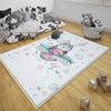 Round Bunny Pilot Plane Nursery Room Rug, Cute Rabit Playroom Rug Gift For Kid, Kids Room Gift, Baby Kids Room Decor with pillow case gift