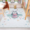 Round Bunny Pilot Plane Nursery Room Rug, Cute Rabit Playroom Rug Gift For Kid, Kids Room Gift, Baby Kids Room Decor with pillow case gift