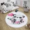 Cute Panda Pink Bicycle Kids Baby Nursery Room Rug, Cute Animal Rug Gift For Girl Kid, Kids Room Gift, Kids Room Decor with pillow case gift