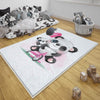 Round Panda Pink Bicycle Kids Baby Nursery Room Rug, Animal Rug Gift For Girl Kid, Kids Room Gift, Kids Room Decor with pillow case gift