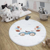 Round Retro Blue Car Balloons Kids Baby Nursery Room Rug, Car Rug Gift For Girl Kid, Kids Room Gift, Kids Room Decor with pillow case gift