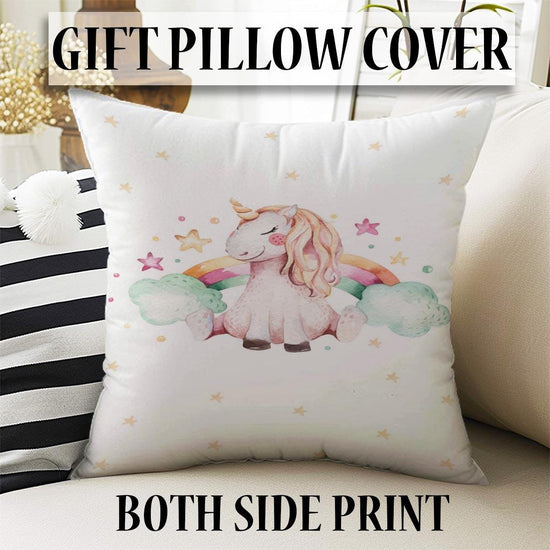 Unicorn Horse Rainbow Clouds Kids Baby Nursery Room Rug, Rug Gift For Girl Kids, Kids Room Gift, Kids Room Decor with pillow case gift