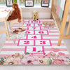 Pink Hopscotch Ballerina Girls Kids Room Rug, Cute Playground Rug Gift For Kid, Girl Kids Room Gift, Kids Room Decor with pillow case gift