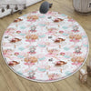 Round Colorful Ballerina Girls Balloons Nursery Room Rug, Cute Rug Gift For Kid, Girl Baby Room Gift, Kid Room Decor with pillow case gift