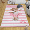 Pink Ballerina Bear Hearts Girl Nursery Room Rug, Cute Bear Rug Gift For Kid, Girl Baby Room Gift, Kid Room Decor with pillow case gift