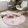 Round Pink White Ballerina Girl Nursery Room Rug, Cute Ballerina Rug Gift For Kid, Girl Baby Room Gift, Kid Room Decor with pillow case gift