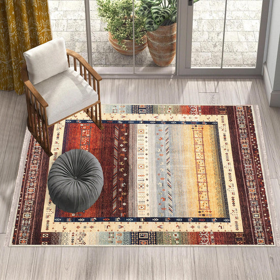 Authentic Ethnic Retro Persian Non-Slip Turkish Kilim Area Rug, Washable Living Room Rugs with pillow case gift, Housewarming Gift
