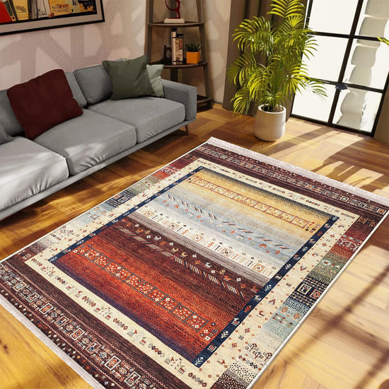 Authentic Ethnic Retro Persian Non-Slip Turkish Kilim Area Rug, Washable Living Room Rugs with pillow case gift, Housewarming Gift
