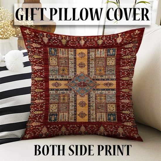 Authentic Ethnic Retro Persian Non-Slip Turkish Kilim Area Rug, Washable Living Room Rugs with pillow case gift, Housewarming Gift