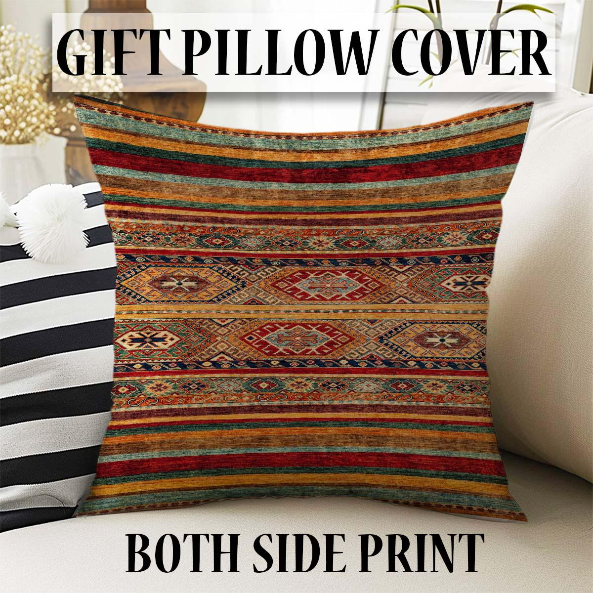 Authentic Ethnic Retro Persian Non-Slip Turkish Kilim Area Rug, Washable Living Room Rugs with pillow case gift, Housewarming Gift