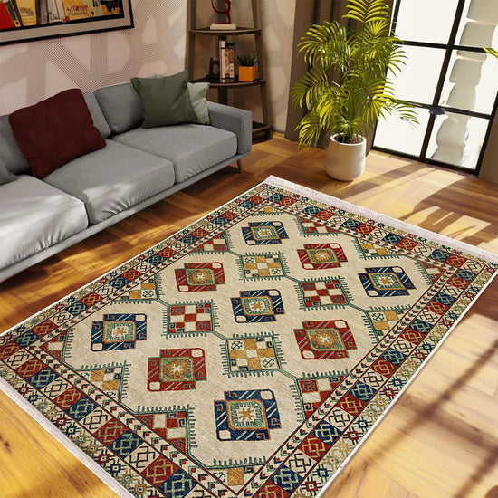 Authentic Ethnic Retro Persian Non-Slip Turkish Kilim Area Rug, Washable Living Room Rugs with pillow case gift, Housewarming Gift