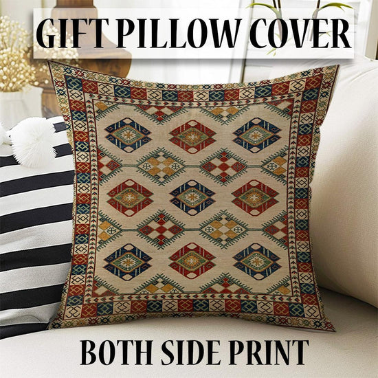 Authentic Ethnic Retro Persian Non-Slip Turkish Kilim Area Rug, Washable Living Room Rugs with pillow case gift, Housewarming Gift