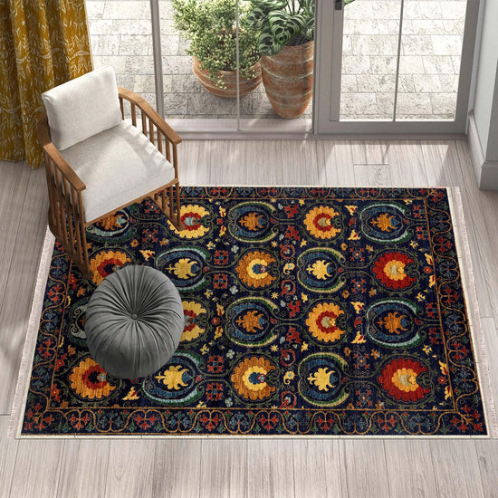 Authentic Ethnic Retro Persian Non-Slip Turkish Kilim Area Rug, Washable Living Room Rugs with pillow case gift, Housewarming Gift