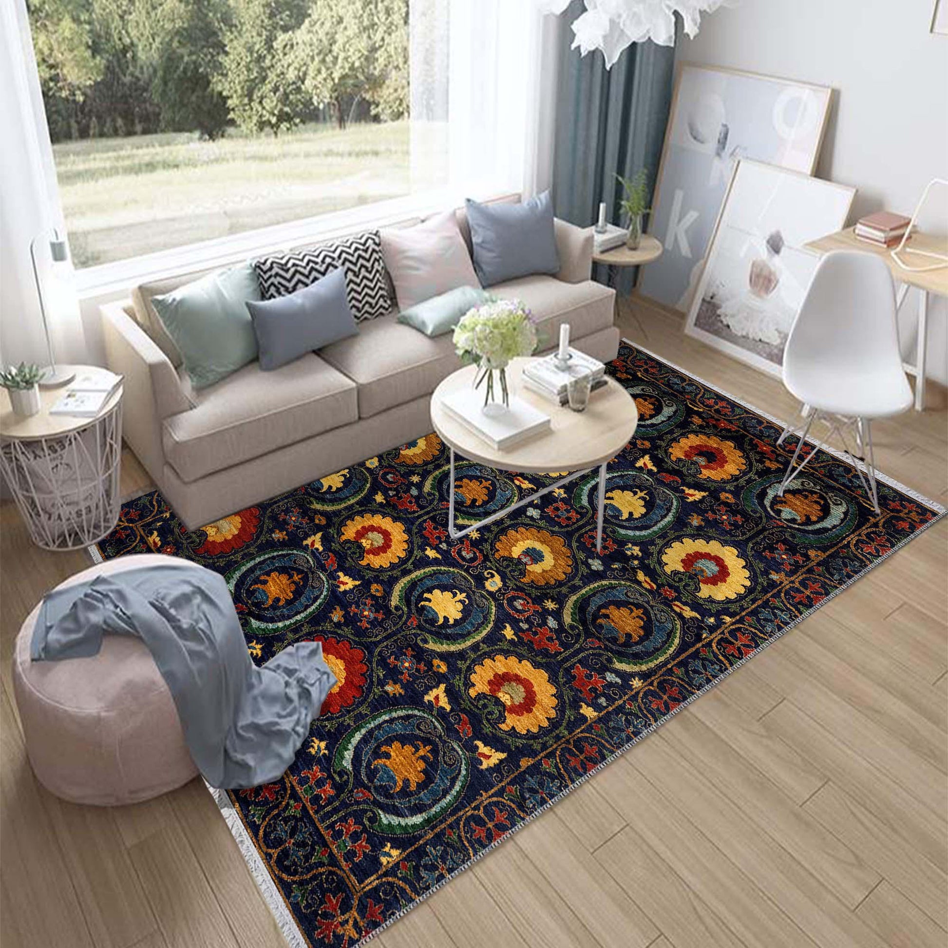 Authentic Ethnic Retro Persian Non-Slip Turkish Kilim Area Rug, Washable Living Room Rugs with pillow case gift, Housewarming Gift