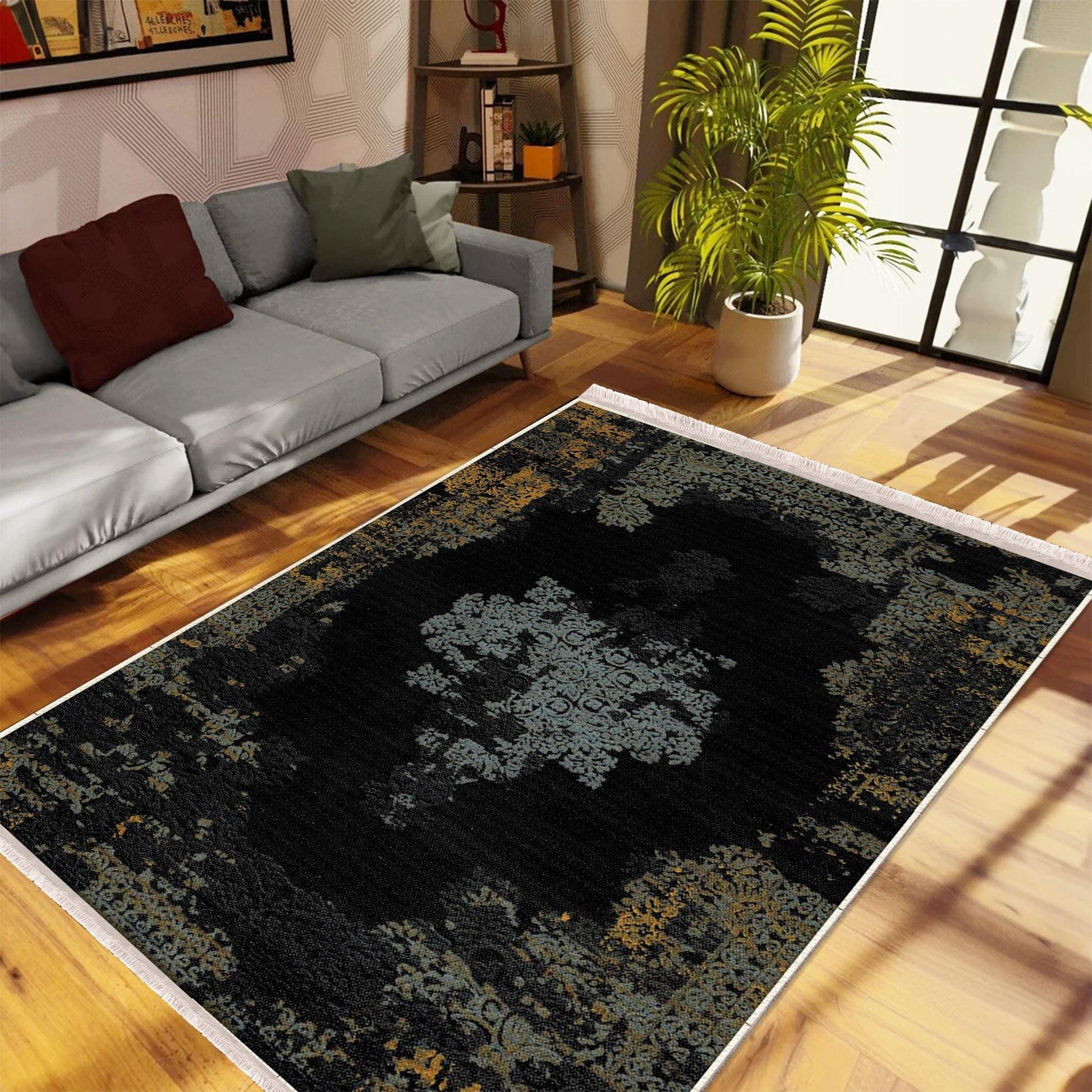 Authentic Ethnic Retro Persian Non-Slip Turkish Kilim Area Rug, Washable Living Room Rugs with pillow case gift, Housewarming Gift
