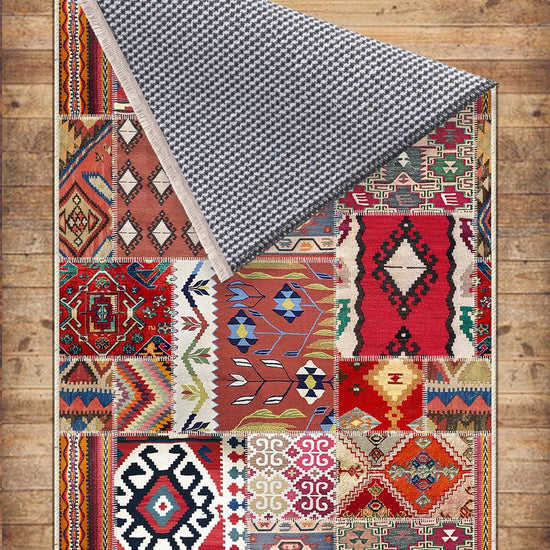 Authentic Ethnic Retro Persian Non-Slip Turkish Kilim Area Rug, Washable Living Room Rugs with pillow case gift, Housewarming Gift