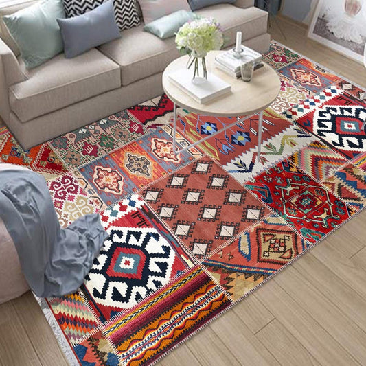 Authentic Ethnic Retro Persian Non-Slip Turkish Kilim Area Rug, Washable Living Room Rugs with pillow case gift, Housewarming Gift