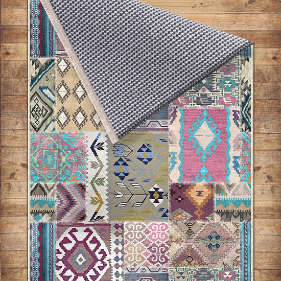 Authentic Ethnic Retro Persian Non-Slip Turkish Kilim Area Rug, Washable Living Room Rugs with pillow case gift, Housewarming Gift