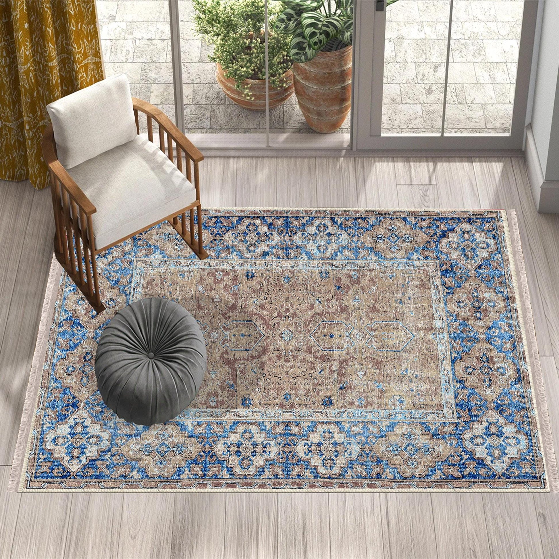 Authentic Ethnic Retro Persian Non-Slip Turkish Kilim Area Rug, Washable Living Room Rugs with pillow case gift, Housewarming Gift