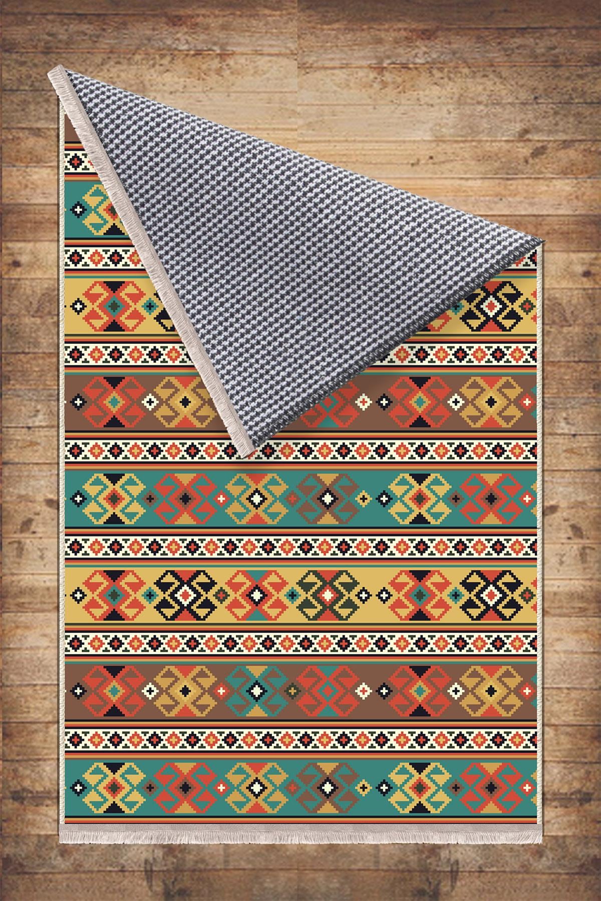Aztec Ethnic Retro Persian Anatolian Turkish Kilim Area Rug, Washable Non Slip Living Room Rugs with pillow case gift, Housewarming Gift
