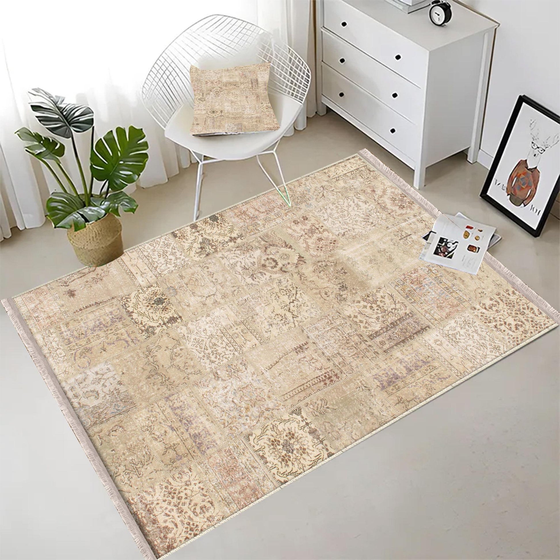 Authentic Ethnic Retro Persian Anatolian Turkish Kilim Area Rug, Washable Non Slip Living Room Rugs with pillow case gift, Housewarming Gift