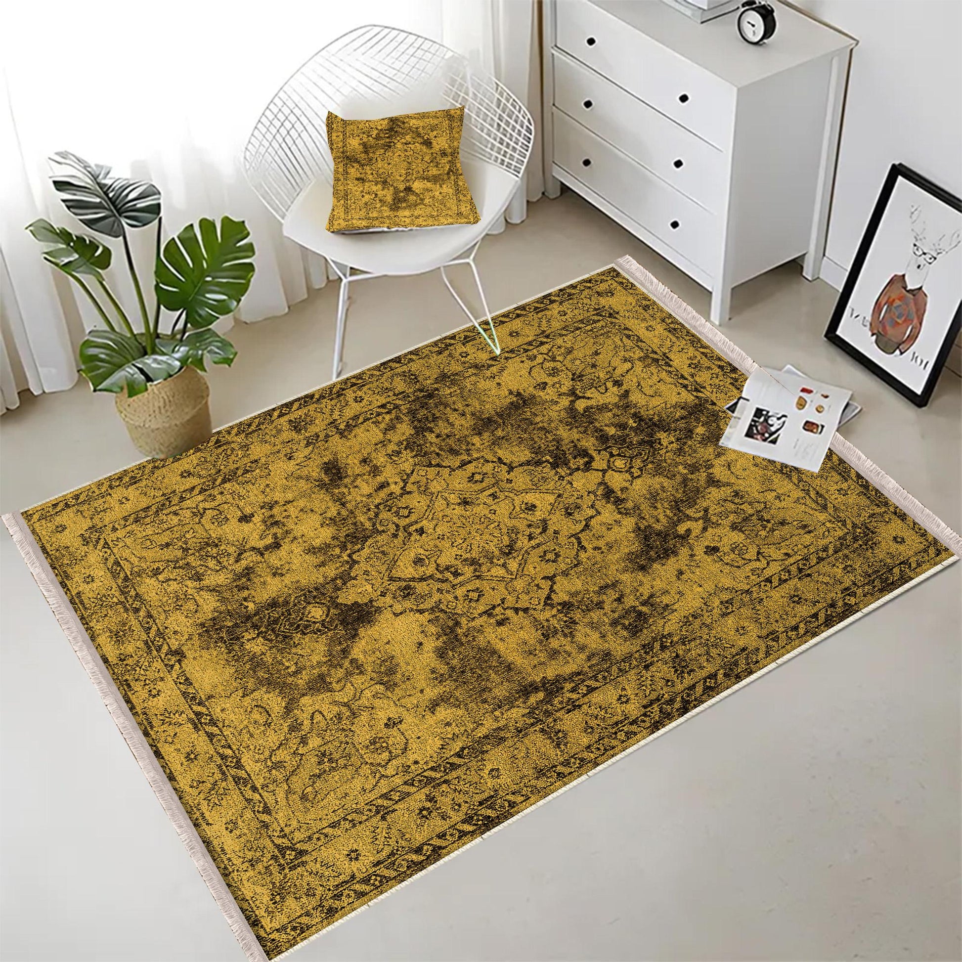 Authentic Ethnic Retro Persian Anatolian Turkish Kilim Area Rug, Washable Non Slip Living Room Rugs with pillow case gift, Housewarming Gift