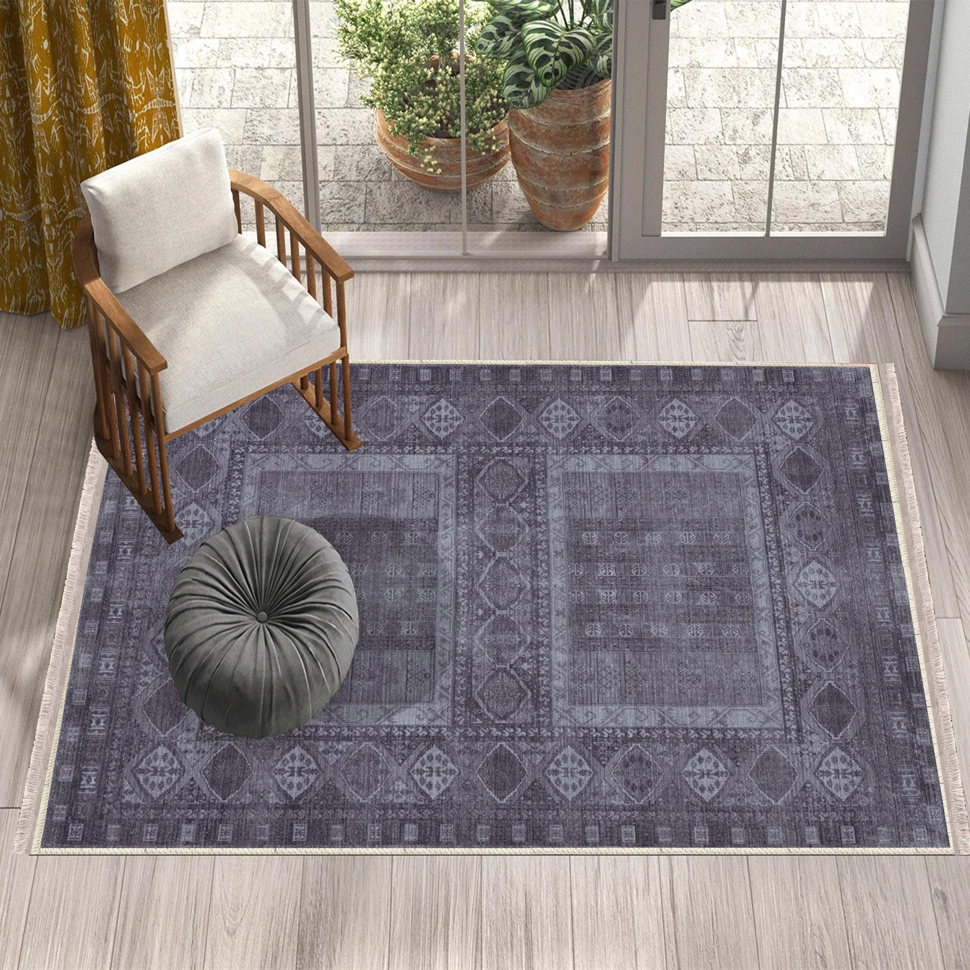 Authentic Ethnic Retro Persian Anatolian Turkish Kilim Area Rug, Washable Non Slip Living Room Rugs with pillow case gift, Brown Retro Rug