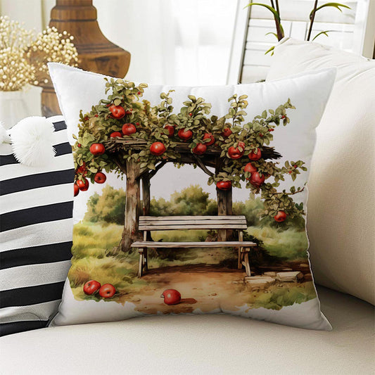Red Apple Tree Farm Theme Both Side Printed Pillow Cases, Cozy Cottagecore Accent Pillow, Apple Spun Pillow Cushion, Housewarming Gift