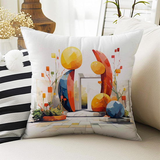 Modern Geometric Theme Both Side Printed Pillow Cases, Cozy Cottagecore Accent Pillow, Abstract Spun Pillow Cushion, Housewarming Gift