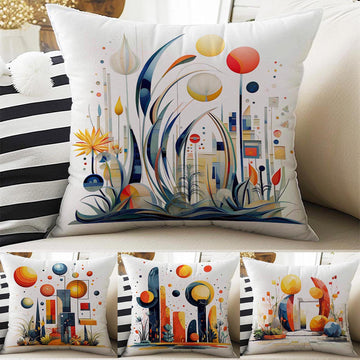 Modern Geometric Theme Both Side Printed Pillow Cases, Cozy Cottagecore Accent Pillow, Abstract Spun Pillow Cushion, Housewarming Gift
