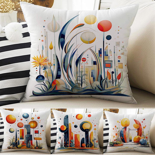 Modern Geometric Theme Both Side Printed Pillow Cases, Cozy Cottagecore Accent Pillow, Abstract Spun Pillow Cushion, Housewarming Gift