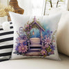 Purple Flowers Farmhouse Theme Both Side Printed Pillow Cases, Cozy Cottagecore Accent Pillow, Floral Spun Pillow Cushion, Housewarming Gift