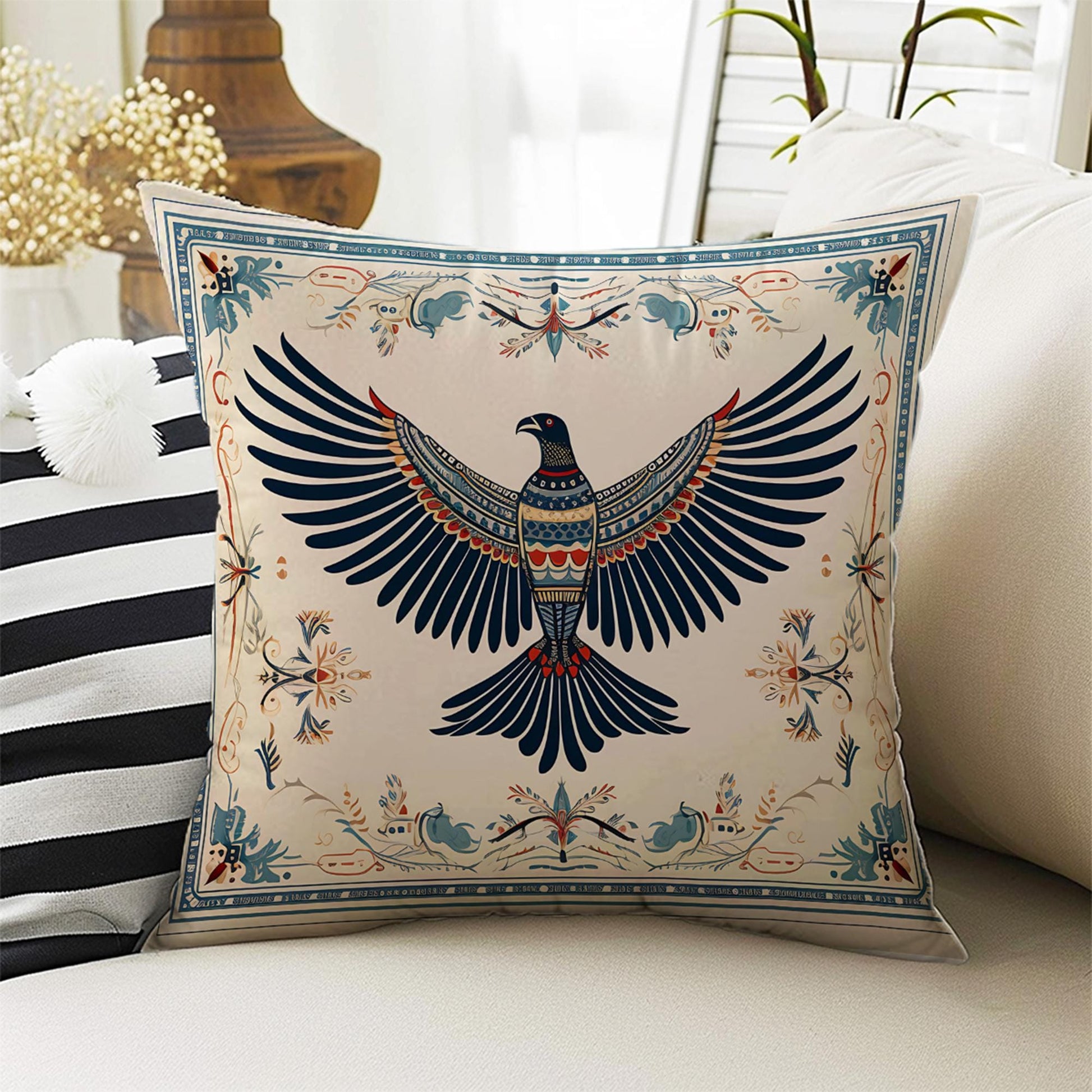 Antiqued Vintage Birds Theme Both Side Printed Pillow Cases, Cozy Cottagecore Accent Pillow, Bird Spun Pillow Cushion, Housewarming Gift