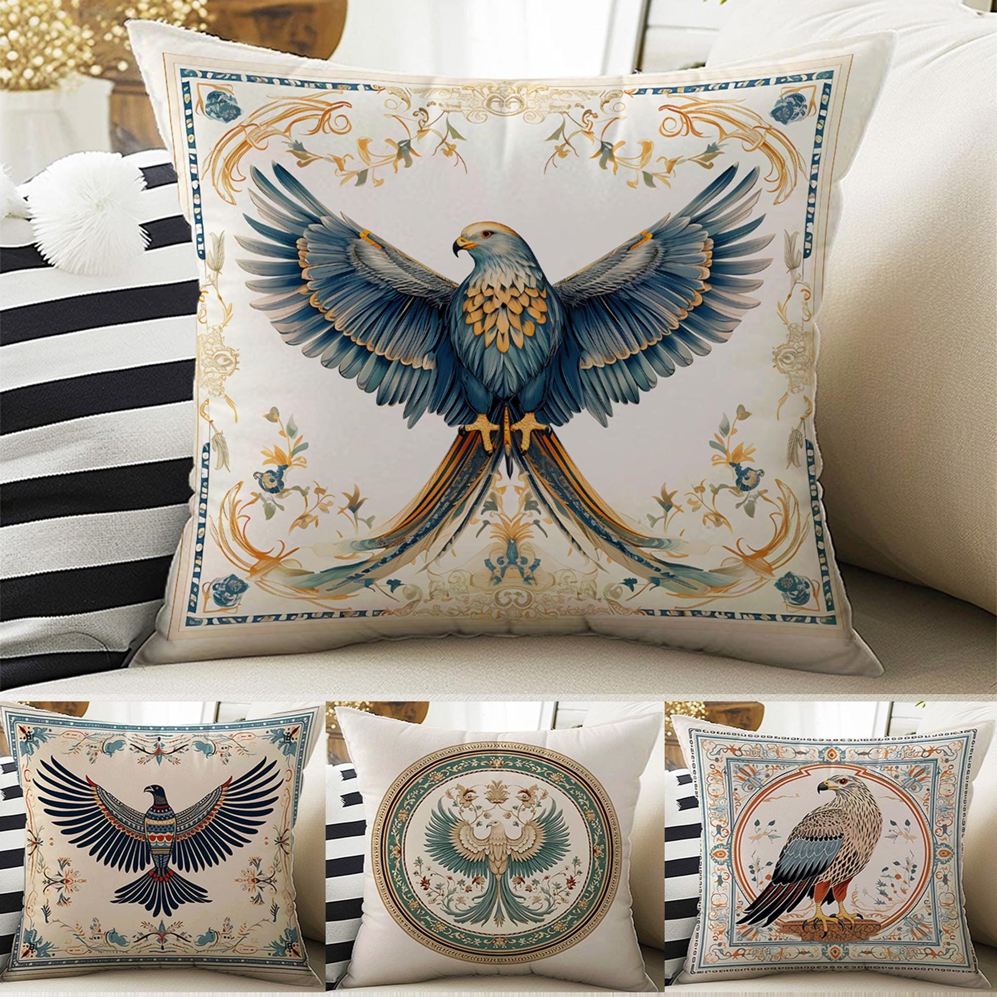 Antiqued Vintage Birds Theme Both Side Printed Pillow Cases, Cozy Cottagecore Accent Pillow, Bird Spun Pillow Cushion, Housewarming Gift