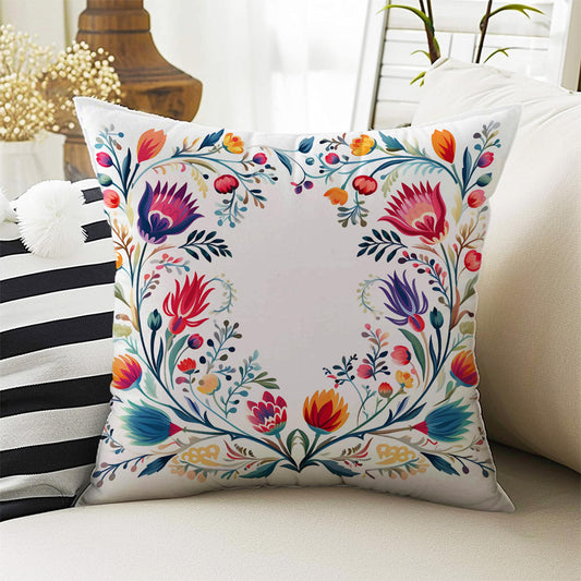 Colorful Turkish Retro Flowers Both Side Printed Pillow Cases, Cozy Cottagecore Accent Pillow, Floral Spun Pillow Cushion, Housewarming Gift