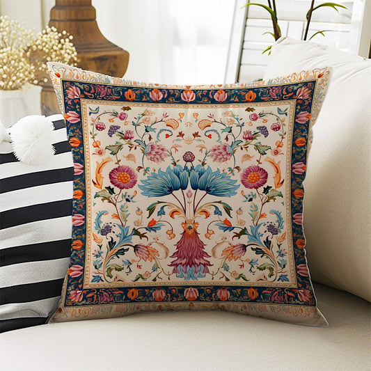 Turkish Vintage Retro Flowers Both Side Printed Pillow Cases, Cozy Cottagecore Accent Pillow, Floral Spun Pillow Cushion, Housewarming Gift