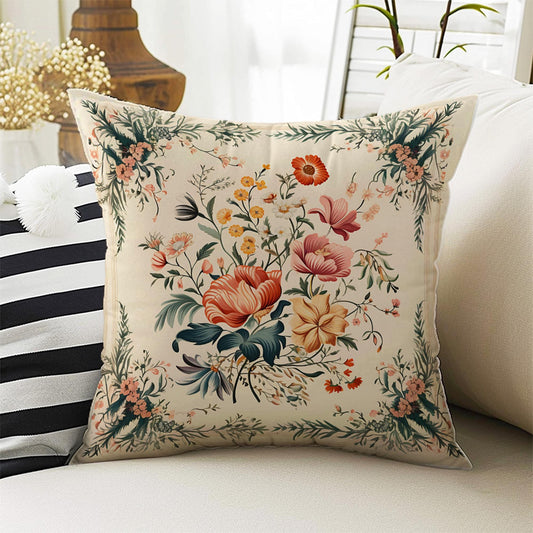 Vintage Retro Roses Both Side Printed Pillow Cases, Cozy Cottagecore Accent Pillow, Turkish Floral Spun Pillow Cushion, Housewarming Gift