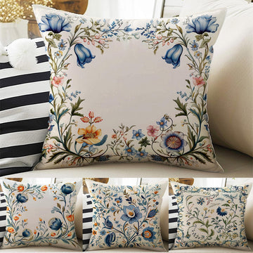 Vintage Retro Flowers Both Side Printed Pillow Cases, Cozy Cottagecore Accent Pillow, Turkish Floral Spun Pillow Cushion, Housewarming Gift