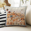 Vintage Retro Houses Town Both Side Printed Pillow Cases, Cozy Cottagecore Accent Pillow, City Spun Pillow Cushion, Housewarming Gift