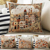 Vintage Retro Houses Town Both Side Printed Pillow Cases, Cozy Cottagecore Accent Pillow, City Spun Pillow Cushion, Housewarming Gift