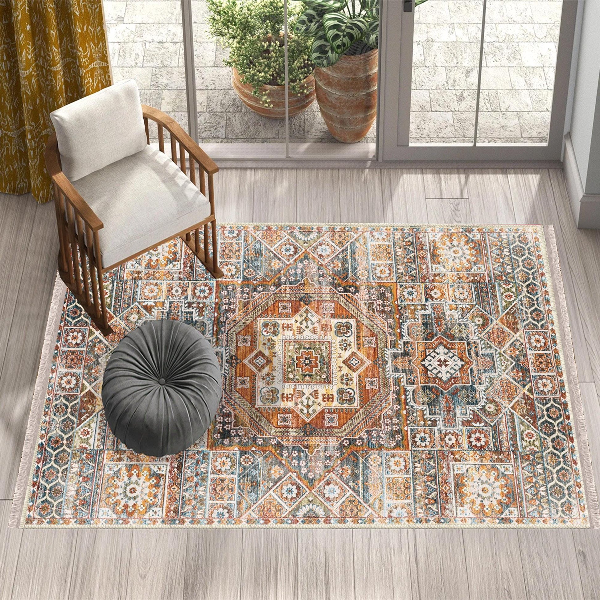 Authentic Ethnic Retro Persian Anatolian Turkish Kilim Area Rug, Washable Non Slip Living Room Rugs with pillow case gift, Housewarming Gift