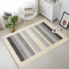 Cream Gray Lines Modern Design Area Rug Runner, Geometric Accent Carpet, Unique Room Mat, Washable Anti-Slip Rug with pillow case gift
