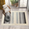 Cream Gray Lines Modern Design Area Rug Runner, Geometric Accent Carpet, Unique Room Mat, Washable Anti-Slip Rug with pillow case gift