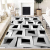 Black White Cubes Modern Design Area Rug Runner, Geometric Abstract Carpet, Unique Room Mat, Washable Anti-Slip Rug with pillow case gift