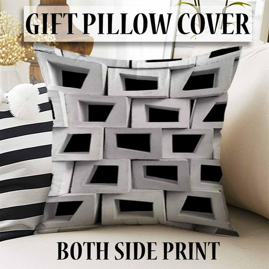 Black White Cubes Modern Design Area Rug Runner, Geometric Abstract Carpet, Unique Room Mat, Washable Anti-Slip Rug with pillow case gift