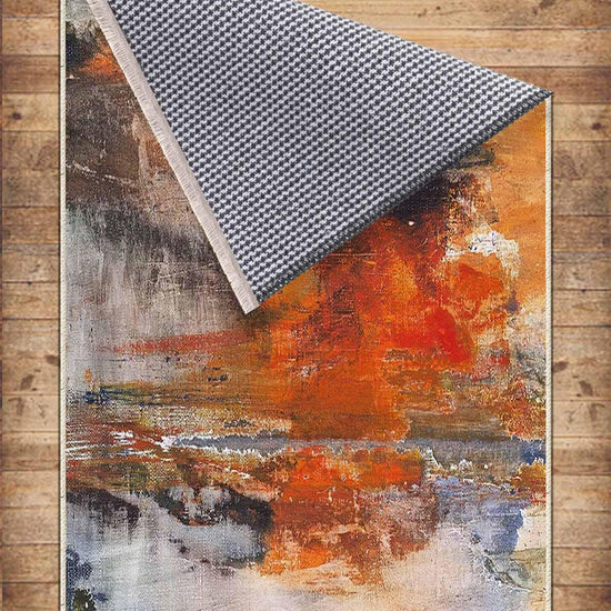 Colorful Watercolor Modern Design Area Rug Runner, Geometric Abstract Carpet, Unique Room Mat, Washable Anti-Slip Rug with pillow case gift