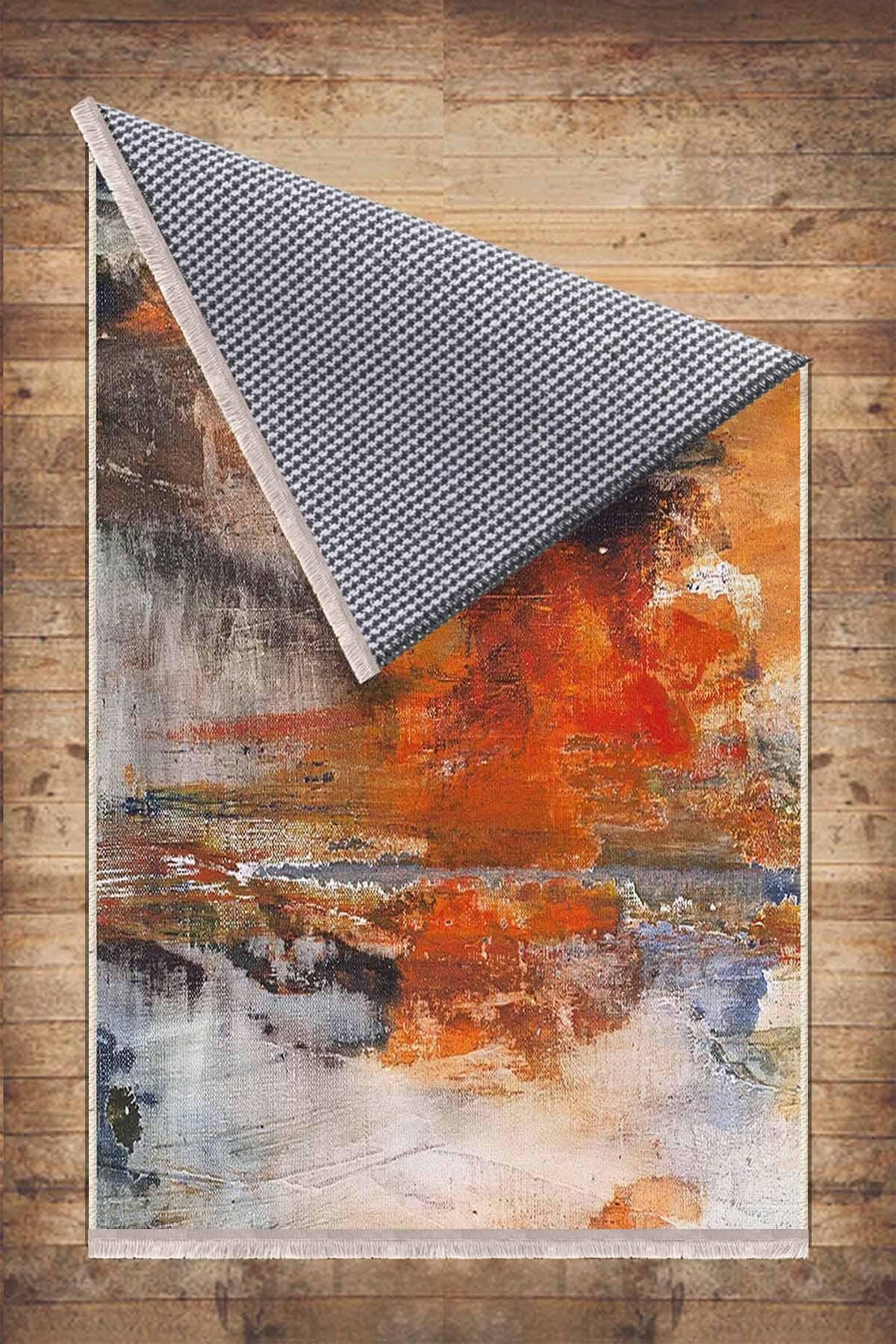 Colorful Watercolor Modern Design Area Rug Runner, Geometric Abstract Carpet, Unique Room Mat, Washable Anti-Slip Rug with pillow case gift