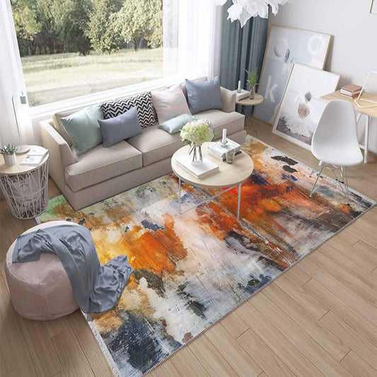 Colorful Watercolor Modern Design Area Rug Runner, Geometric Abstract Carpet, Unique Room Mat, Washable Anti-Slip Rug with pillow case gift