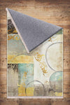 Yellow Green Brown Modern Design Area Rug Runner, Geometric Accent Carpet, Unique Room Mat, Washable Anti-Slip Rug with pillow case gift